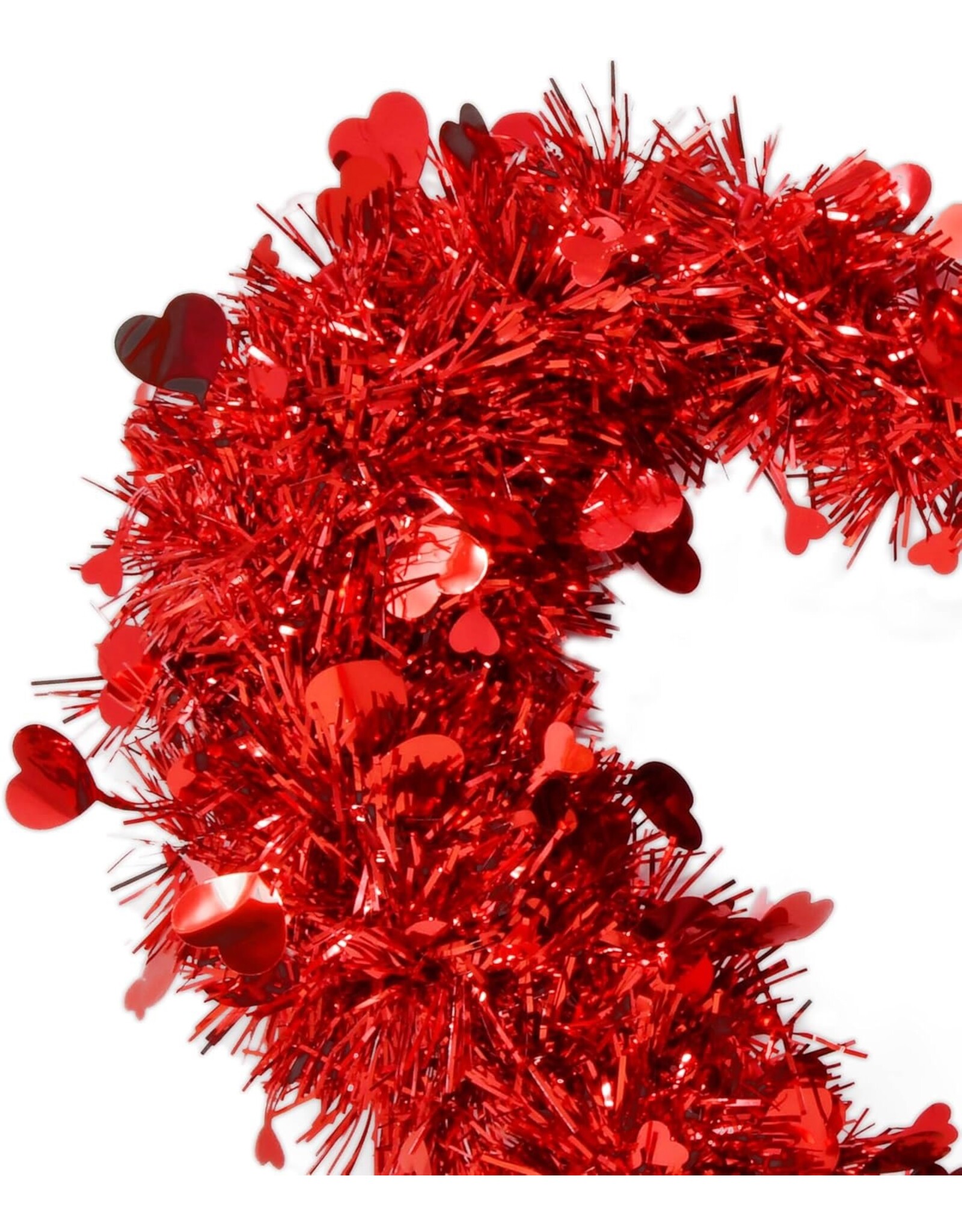 DIGS-N-GIFTS Red Tinsel Hearts Wreath 15x13 Inch Valentines Day Heart Decor