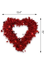 DIGS-N-GIFTS Red Tinsel Hearts Wreath 15x13 Inch Valentines Day Heart Decor