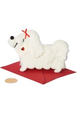 PAPYRUS® Valentine's Day Cards White Fur Dog With Letter Card