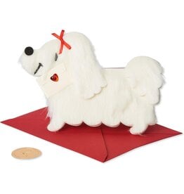 PAPYRUS® Valentine's Day Cards White Fur Dog With Letter Card