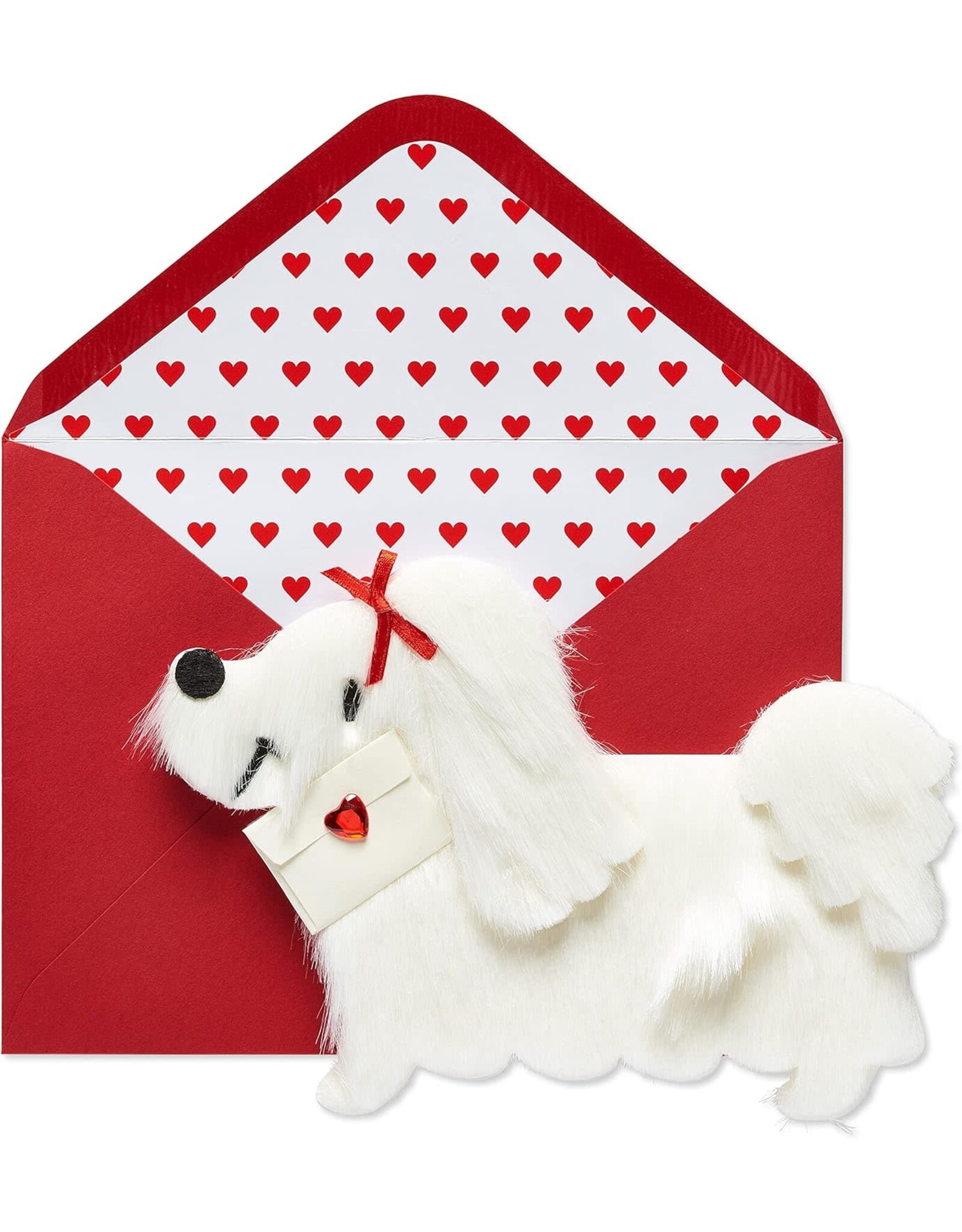 PAPYRUS® Valentine's Day Cards White Fur Dog With Letter Card