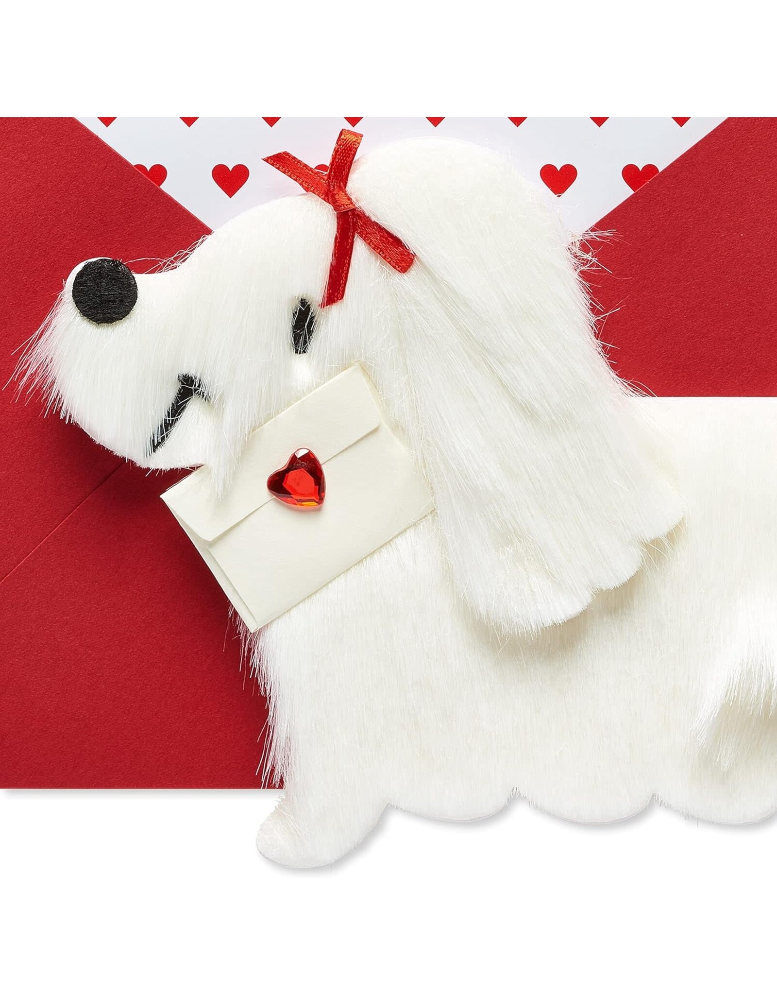 PAPYRUS® Valentine's Day Cards White Fur Dog With Letter Card