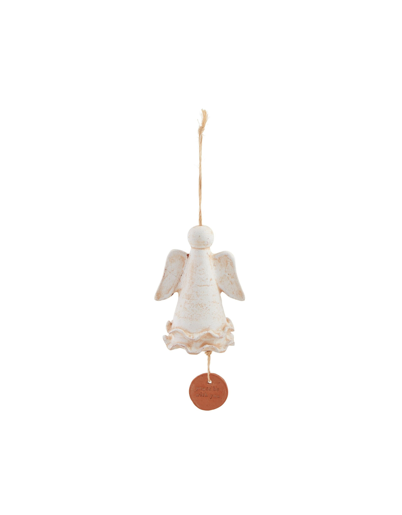 Mud Pie Terracotta Angel Wind Chime | Ruffle w Peace Be w You Clapper