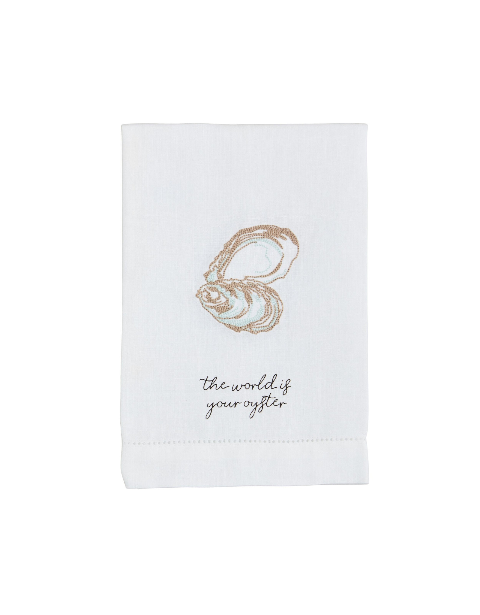 Mud Pie Embroidered Hand Towel | The World Is Your Oyster