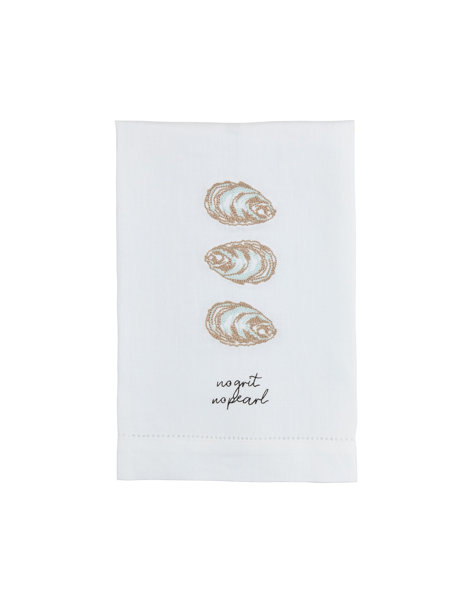 Mud Pie Embroidered Hand Towel | Oysters w No Grit No Pearl