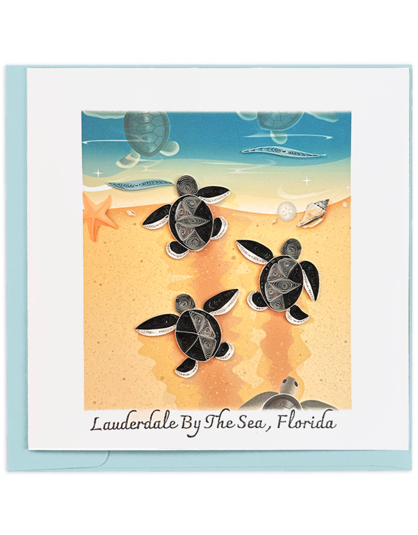 Quilling Card Lauderdale-By-The-Sea Quilled Sea Turtle Hatchlings Card