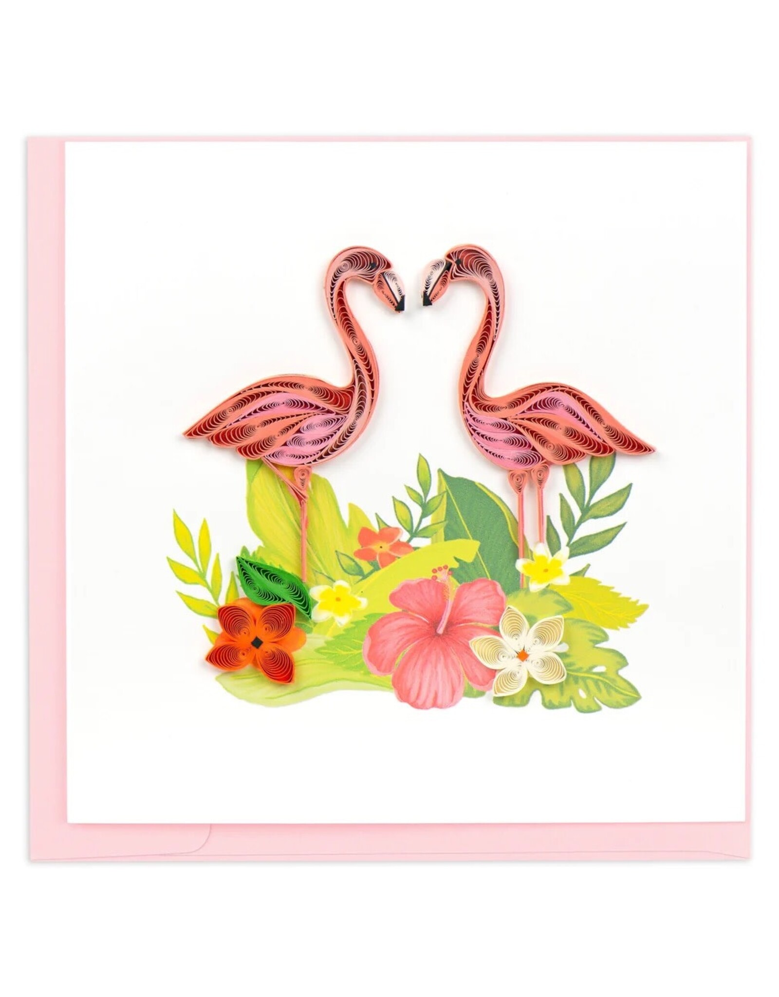Quilling Card Quilled Tropical Flamingos Greeting Card