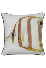 Tide Hill Butterfly Fish Embroidered Pillow Cover With Pillow Insert