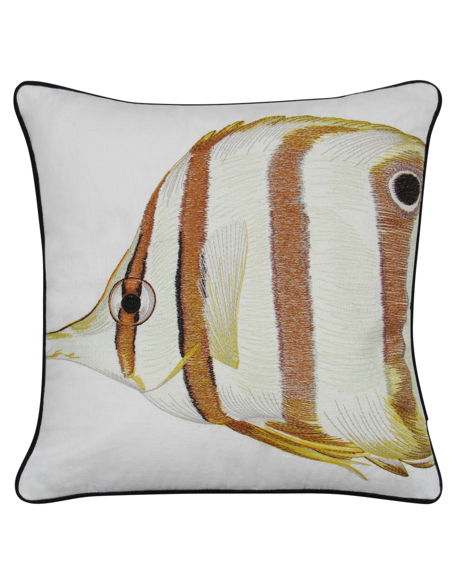 Tide Hill Butterfly Fish Embroidered Pillow Cover With Pillow Insert