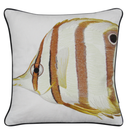 Tide Hill Butterfly Fish Embroidered Pillow Cover With Pillow Insert