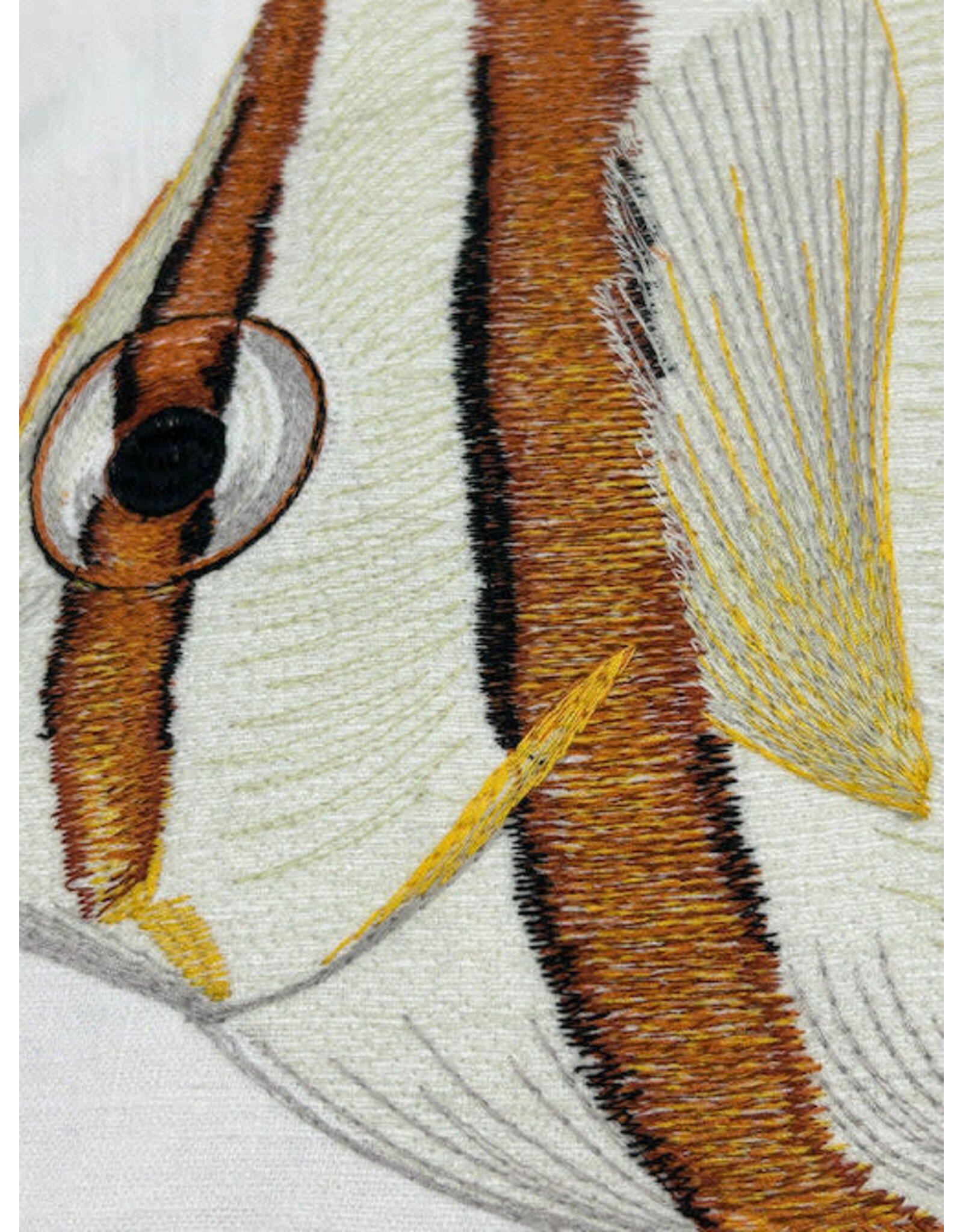 Tide Hill Butterfly Fish Embroidered Pillow Cover With Pillow Insert