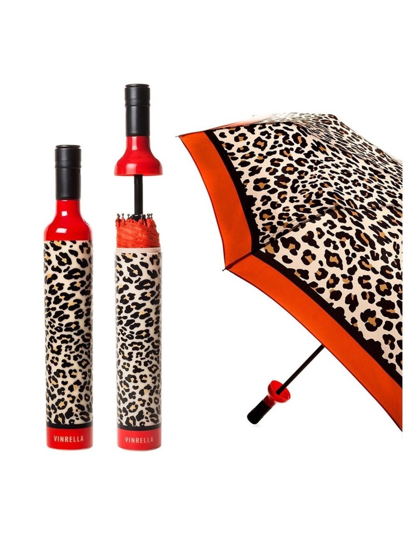 Vinrella Umbrella In A Bottle | Leopard Wine Bottle Umbrella