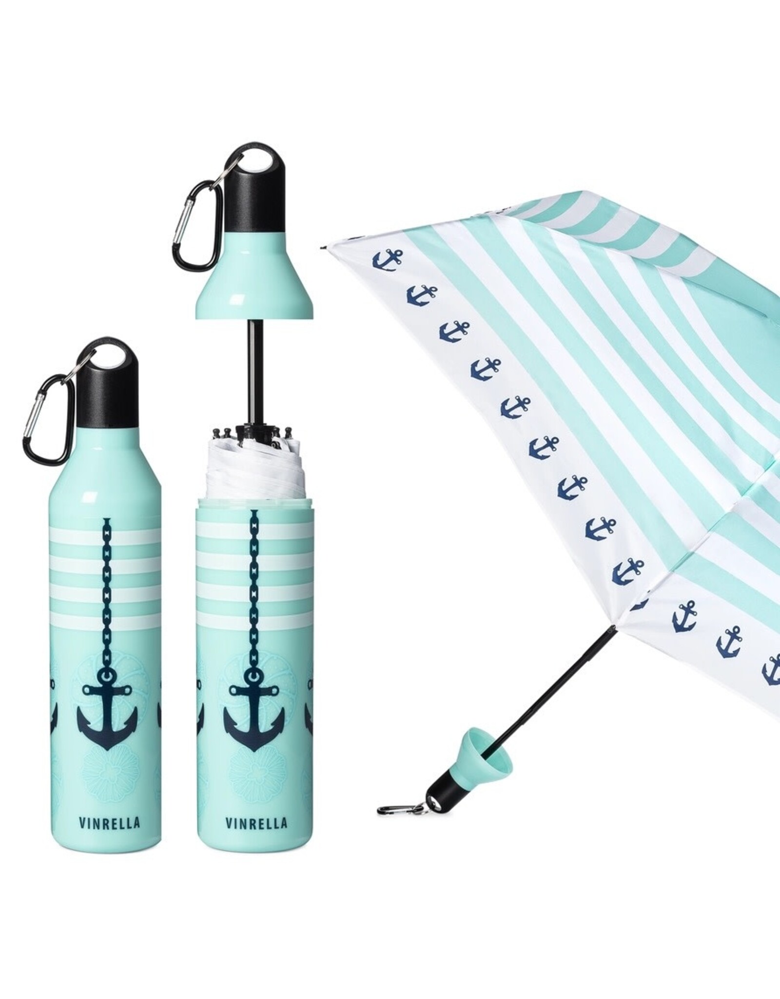 Vinrella Umbrella In A Bottle | Anchors Away Water Bottle Umbrella