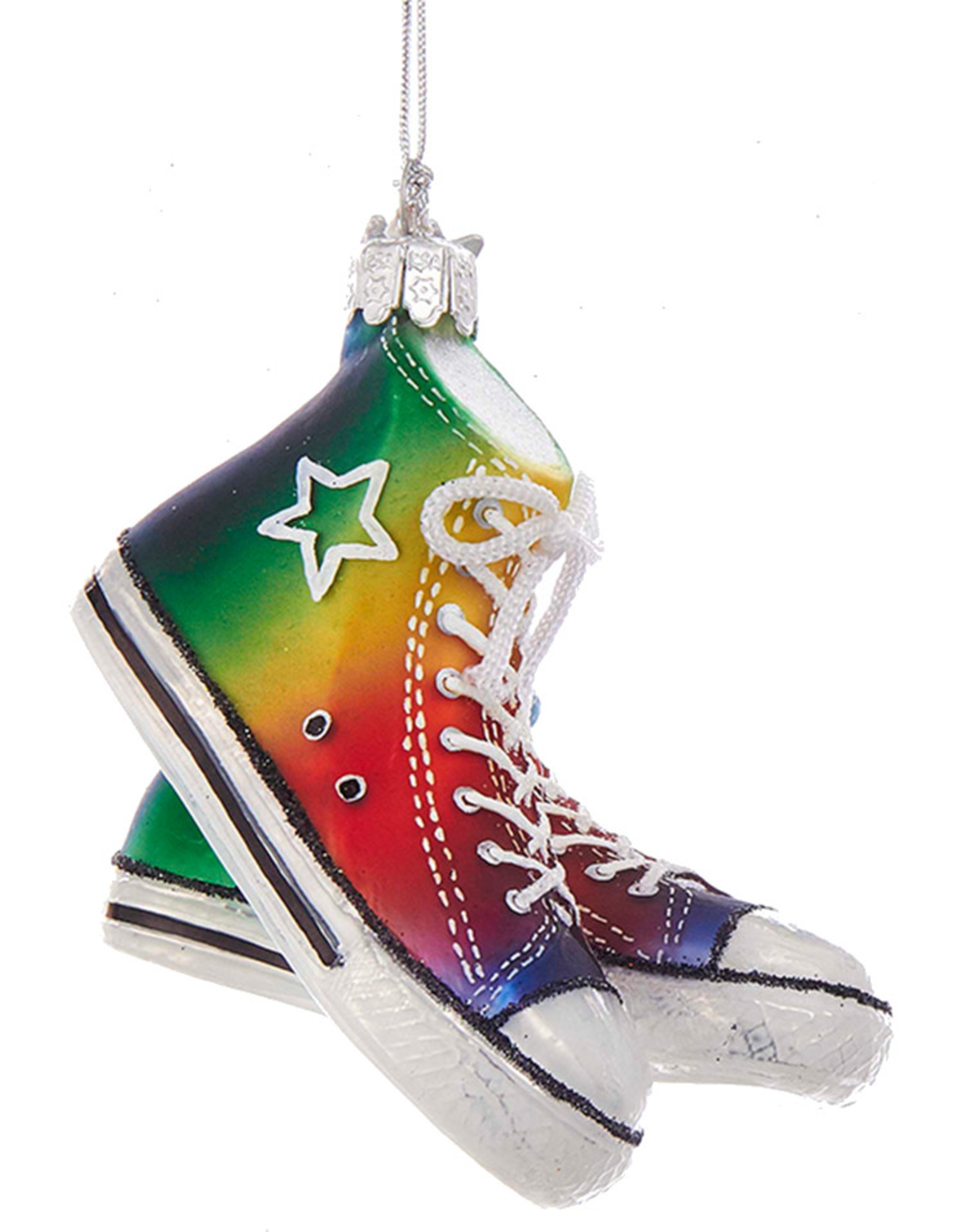 Kurt Adler Glass Gay Pride Sneakers Ornament 4 inch Noble Gems