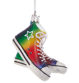Kurt Adler Glass Gay Pride Sneakers Ornament 4 inch Noble Gems
