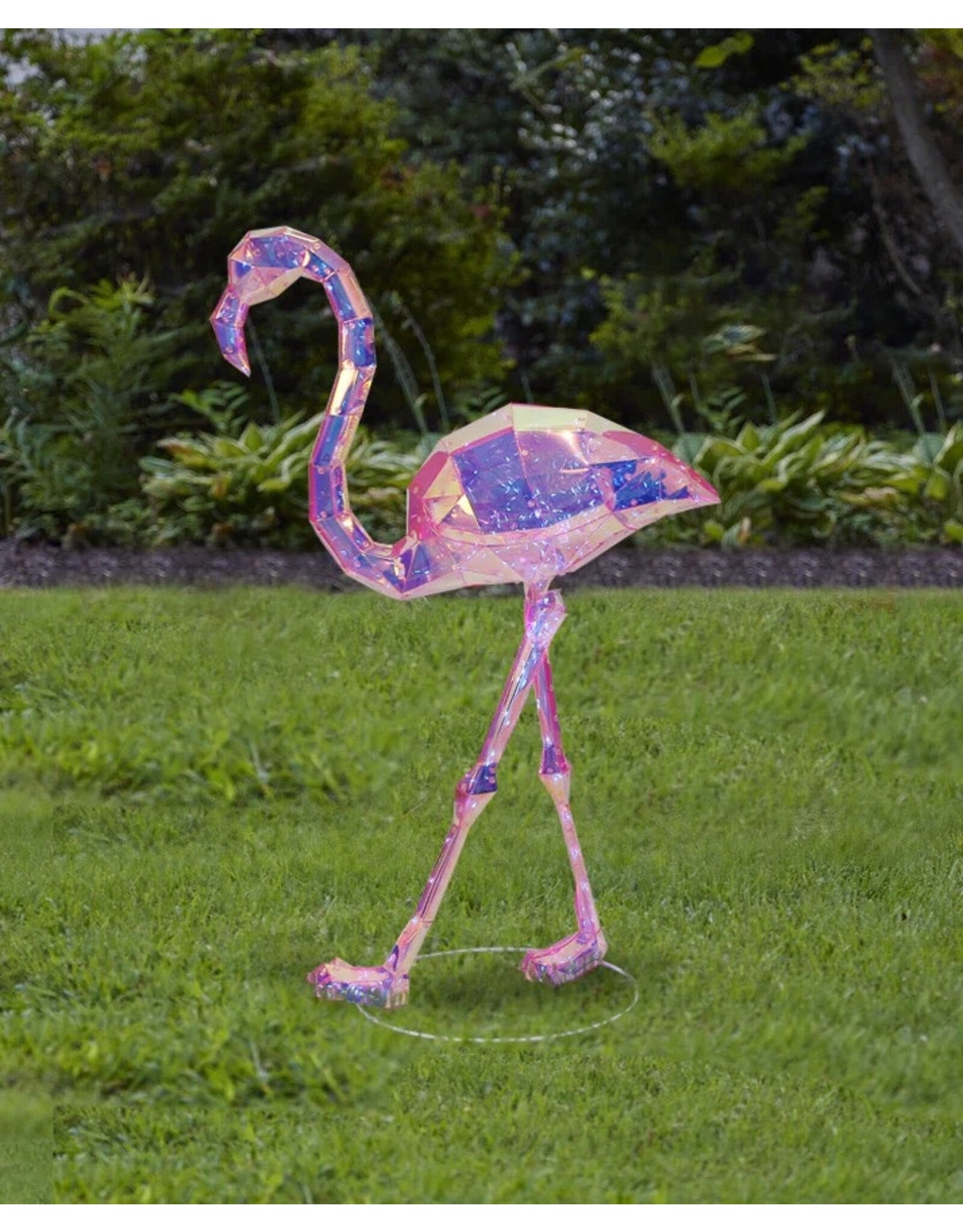 Seasonal Prismatic Iridescent LED Flamingo Decor 36 Inch Mojito