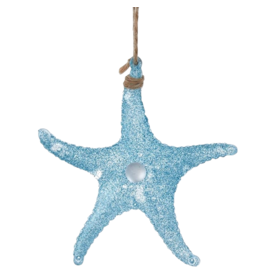 Kurt Adler Acrylic Glittered Starfish Ornament 5 Inch Light Blue