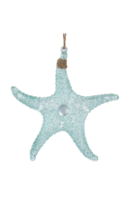 Kurt Adler Acrylic Glittered Starfish Ornament 5 Inch Teal Blue