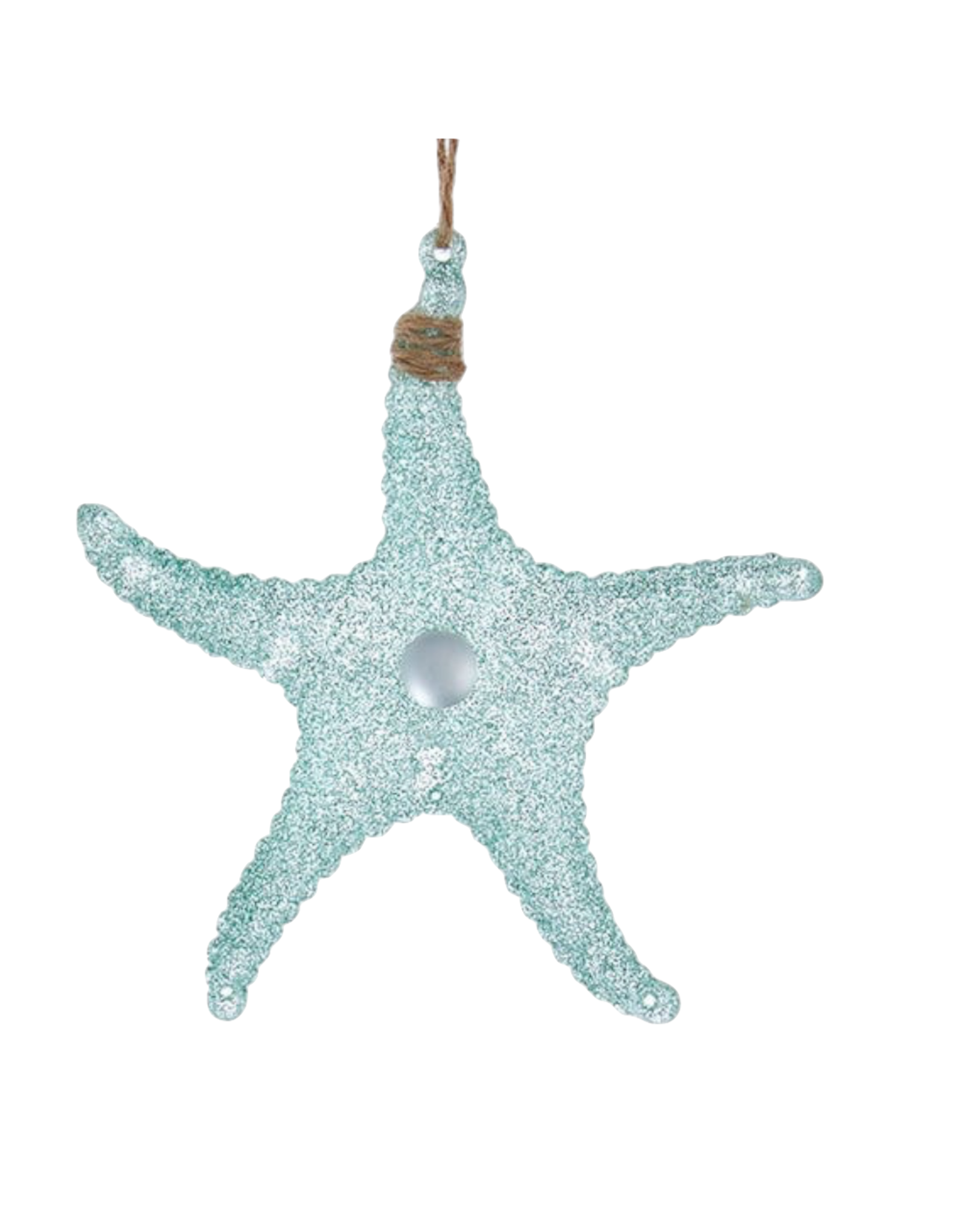 Kurt Adler Acrylic Glittered Starfish Ornament 5 Inch Teal Blue