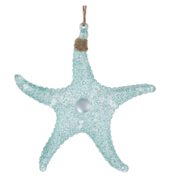 Kurt Adler Acrylic Glittered Starfish Ornament 5 Inch Teal Blue