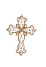 Kurt Adler Gold And Silver Cross Ornament 6.25 Inch
