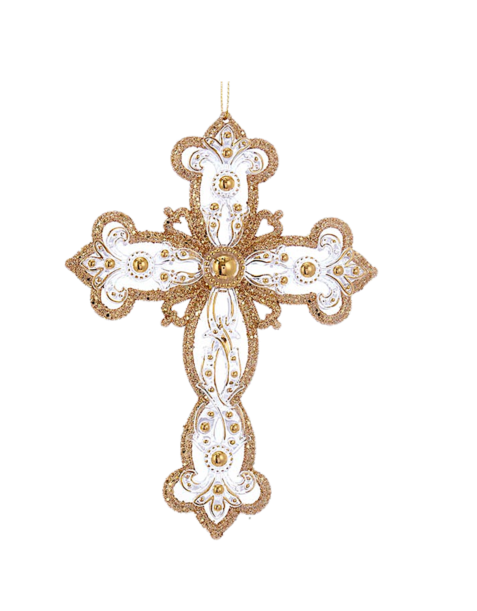 Kurt Adler Gold And Silver Cross Ornament 6.25 Inch