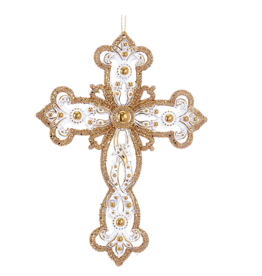 Kurt Adler Gold And Silver Cross Ornament 6.25 Inch
