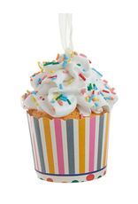 Kurt Adler Cupcake Ornament In Paper Cup w White Frosting