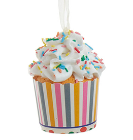 Kurt Adler Cupcake Ornament In Paper Cup w White Frosting