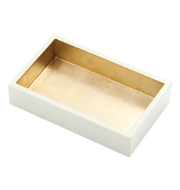 Caspari Ivory w Gold Lacquer Guest Towel Napkin Holder