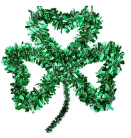 DIGS-N-GIFTS Irish Tinsel Shamrock Wreath 14x12 Inch St. Patrick's Day Decor