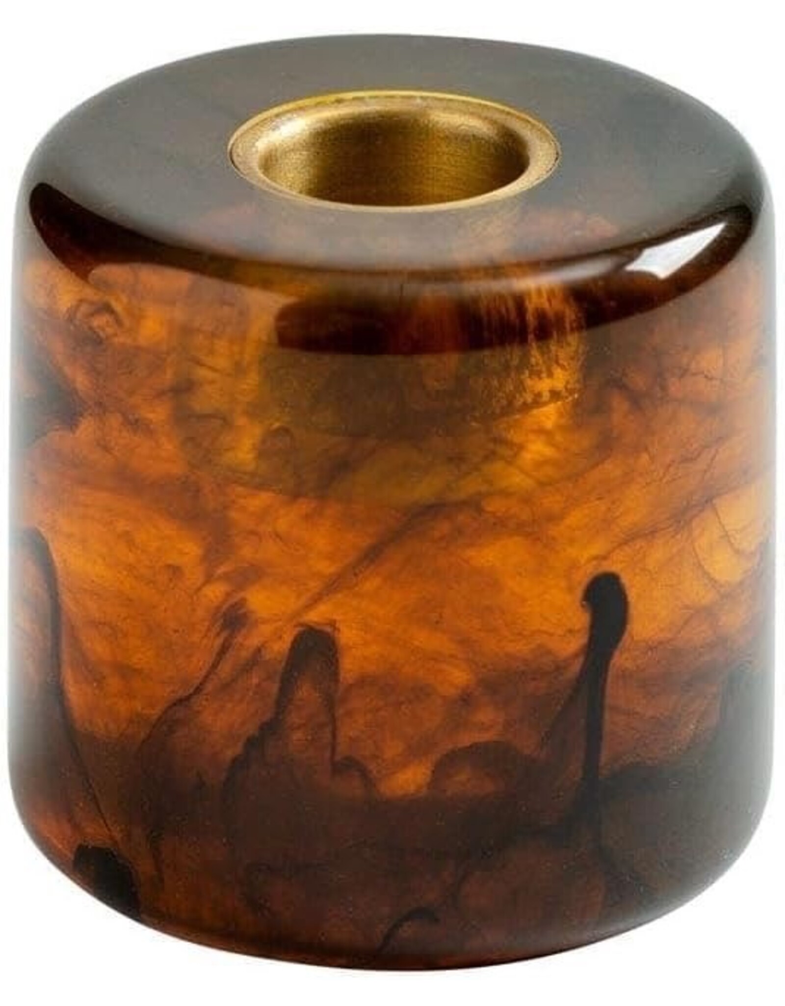 Caspari Candleholder Tortoiseshell Resin Round Taper Holder 1CT