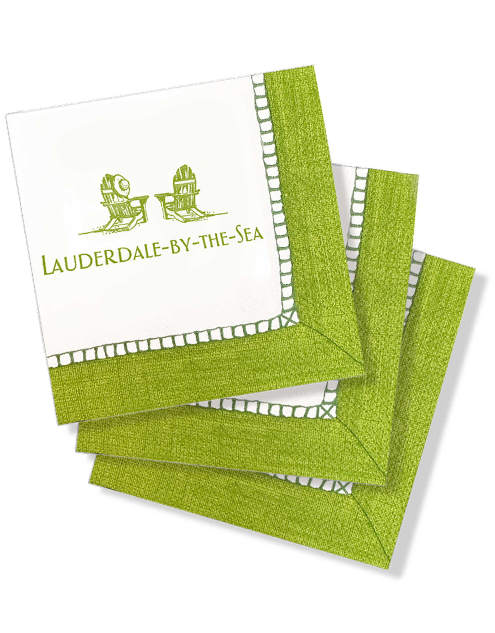 Caspari Lauderdale-By-The-Sea Cocktail Napkins 24pk Beach Chairs G