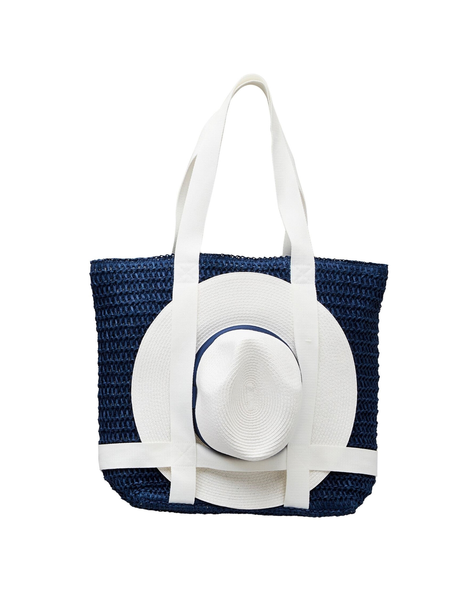 Mud Pie Women's Hats Tote Bag And Hat Gift Set in Navy
