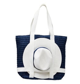 Mud Pie Women's Hats Tote Bag And Hat Gift Set in Navy