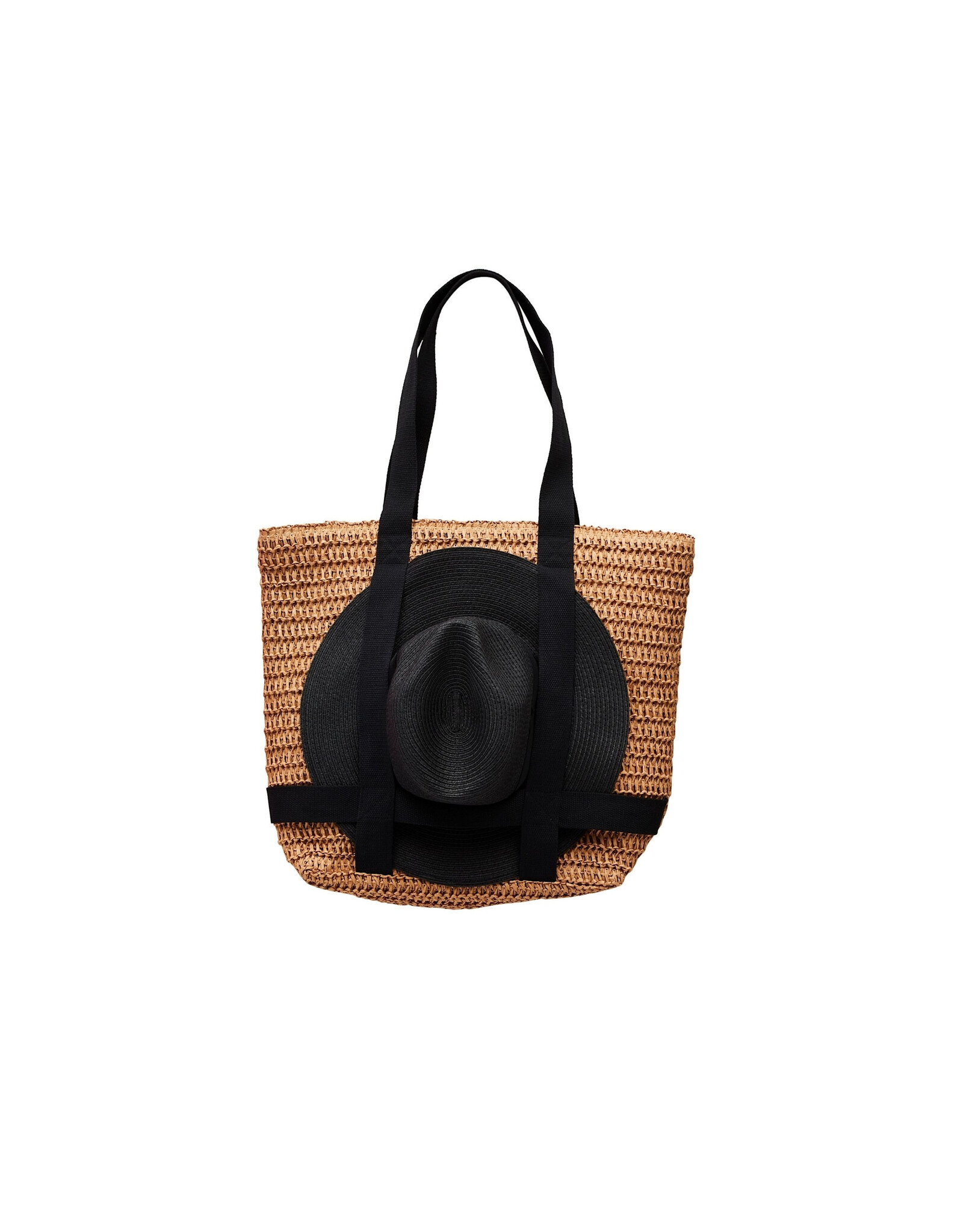 Mud Pie Women's Hats Tote Bag And Hat Gift Set in Black