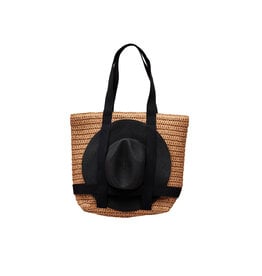 Mud Pie Women's Hats Tote Bag And Hat Gift Set in Black