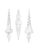 Kurt Adler Glass Spiral Icicle Ornaments Set of 3 Assorted