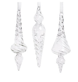 Kurt Adler Glass Spiral Icicle Ornaments Set of 3 Assorted