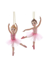 Kurt Adler Little Girl Pink Ballerina Ornaments 2 Assorted