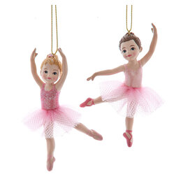 Kurt Adler Little Girl Pink Ballerina Ornaments 2 Assorted