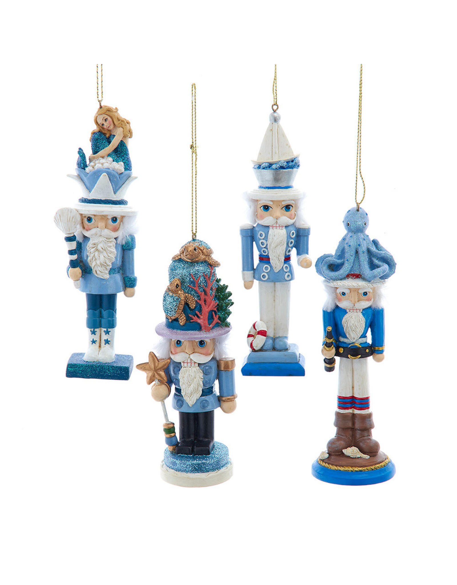 Kurt Adler Hollywood Nutcrackers 5” Nautical Ornaments 4 Assorted