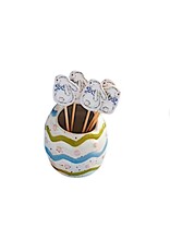 Mud Pie Stoneware Easter Toothpick Holder | Easter Egg w Bunny Picks