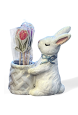 Mud Pie Stoneware Easter Toothpick Holder | Blue Bow Bunny w Picks