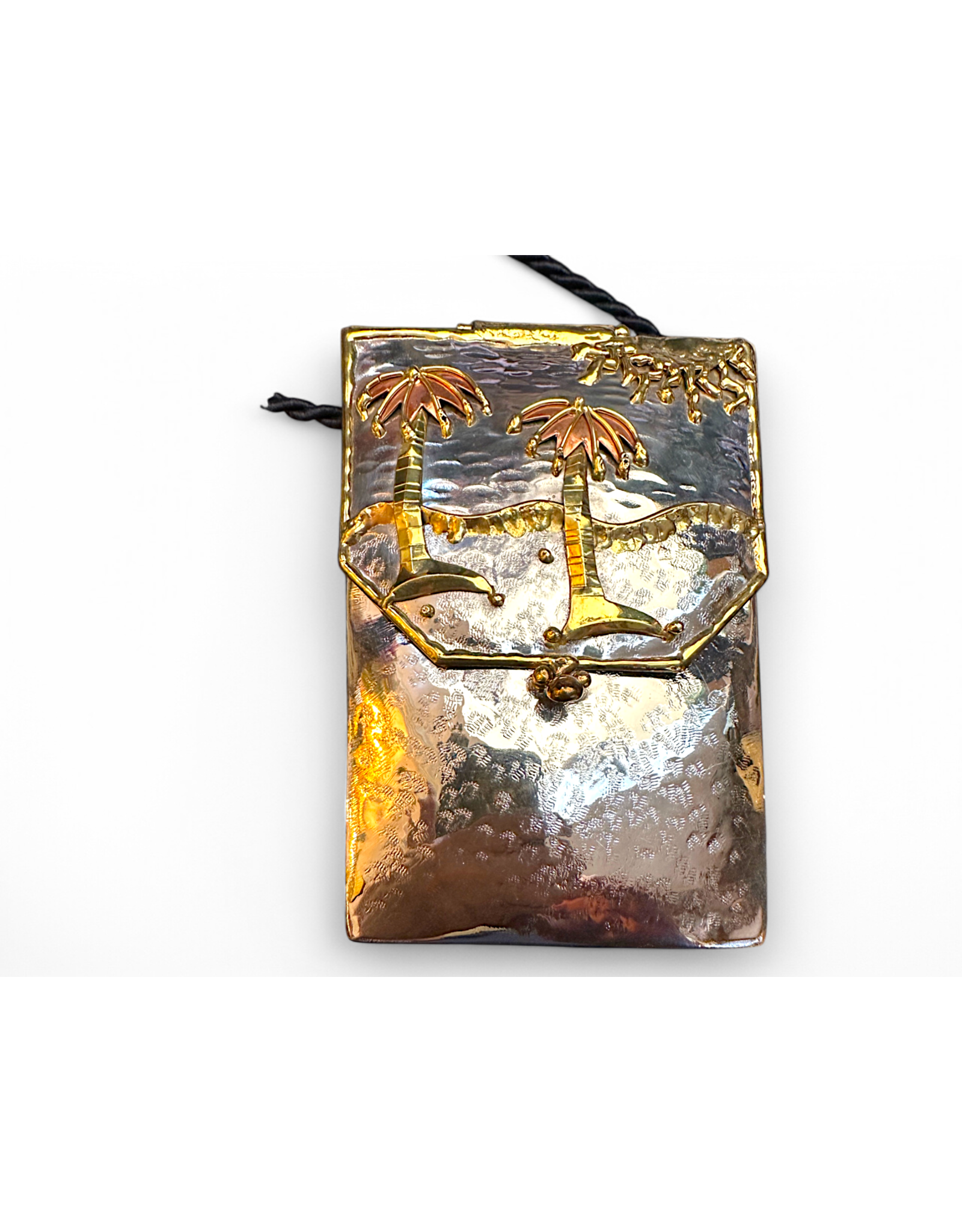Hammered Metal Crossbody Bag | Beach w Palm Trees