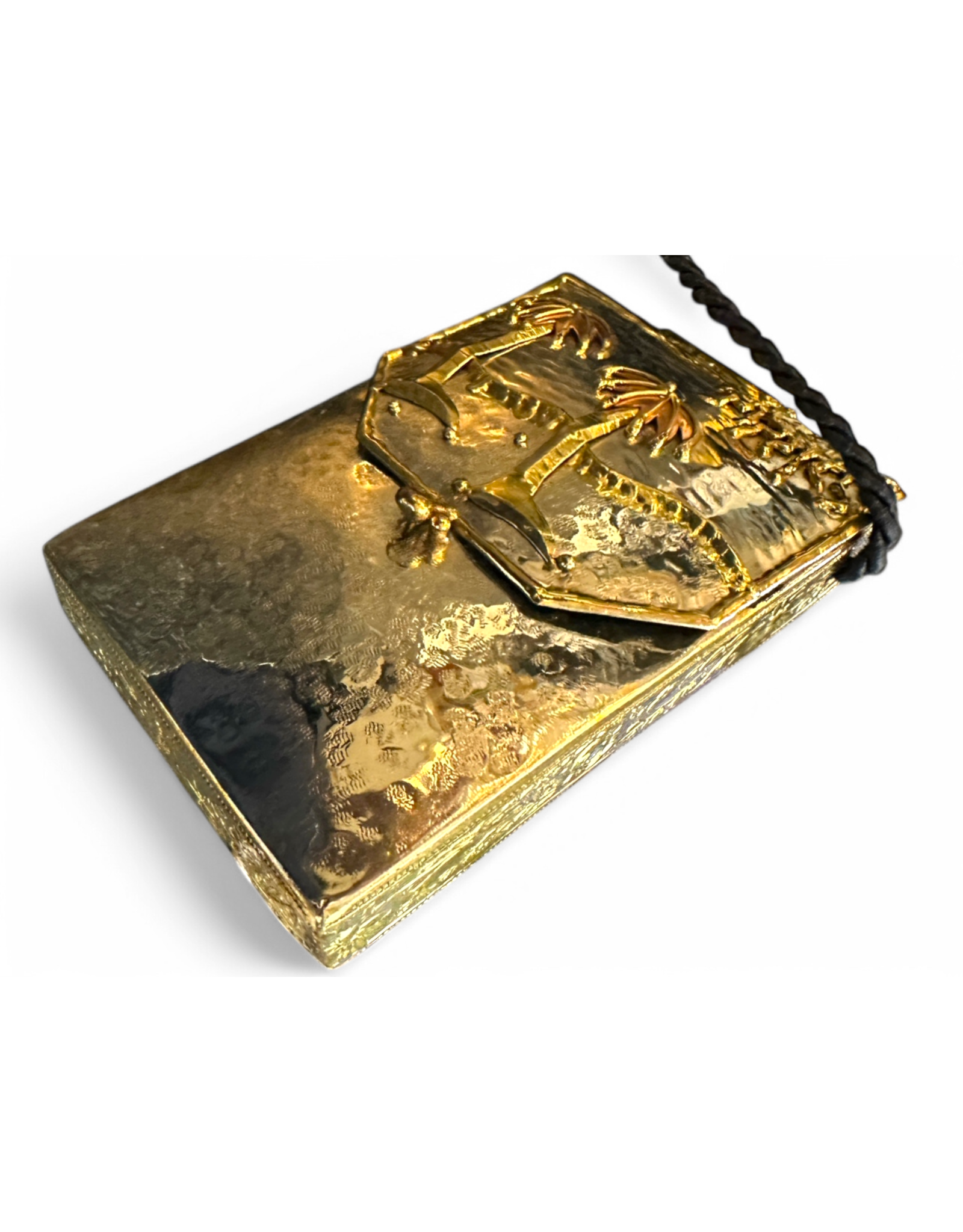 Hammered Metal Crossbody Bag | Beach w Palm Trees