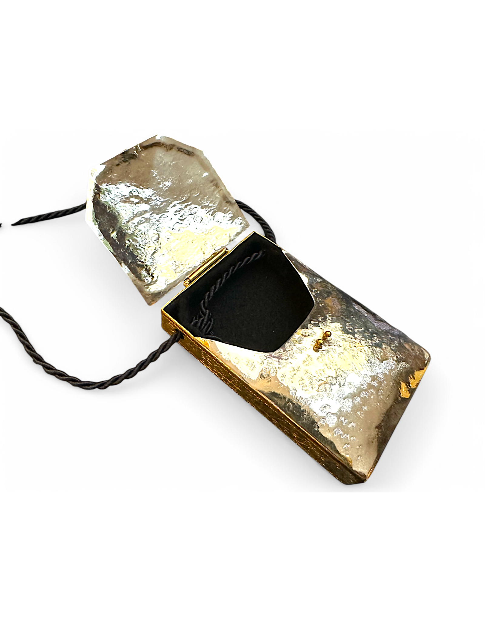 Hammered Metal Crossbody Bag | Beach w Palm Trees