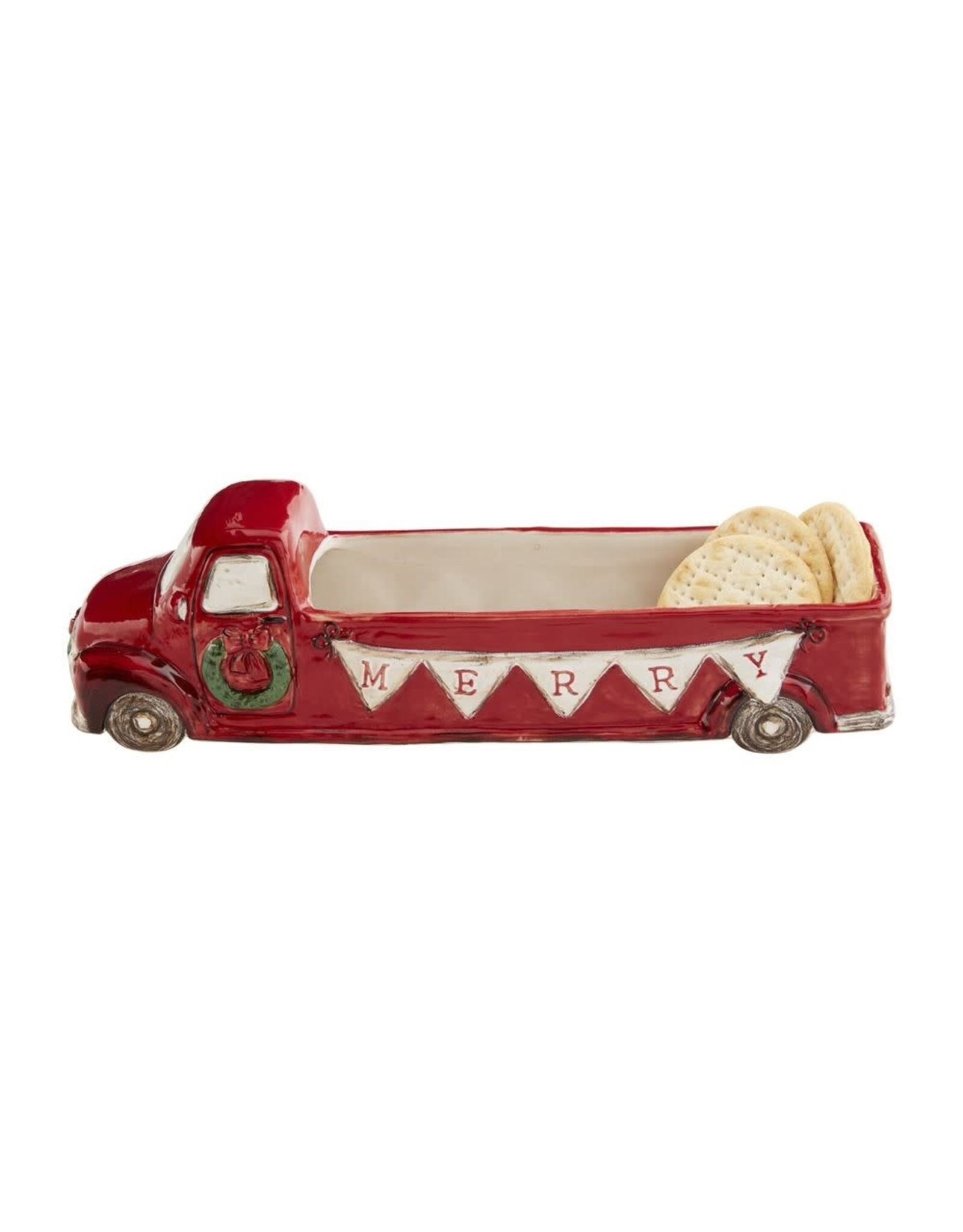 Mud Pie Red Truck Merry Christmas Cracker Dish