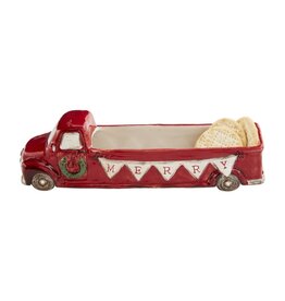 Mud Pie Red Truck Merry Christmas Cracker Dish