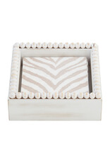 Mud Pie Wood Bead Cocktail Napkin Holder Caddy W Animal Print Napkins